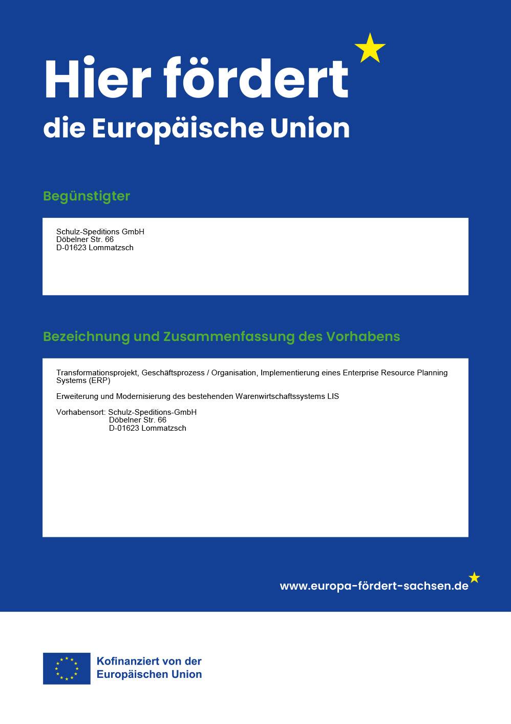 Ein Bild des Plakates mit dem Nachweis über die Förderung durch die Europäische Union (downloadbar als PDF)